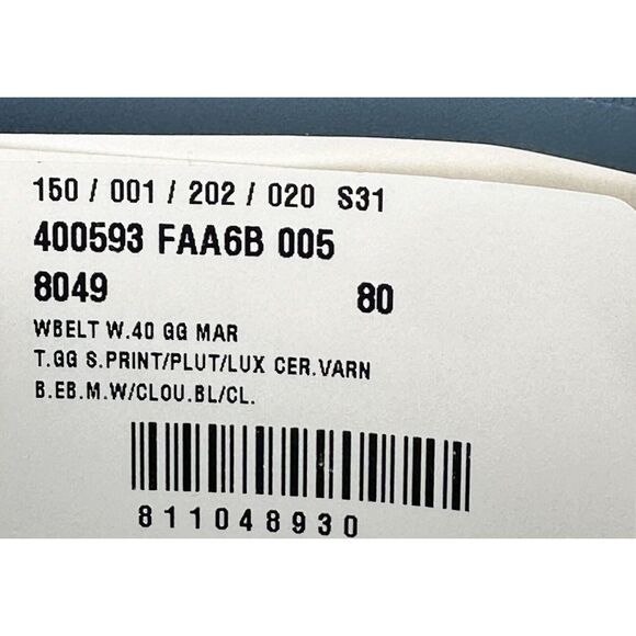 NWT LADIES GUCCI BELT GG MARMONT MONOGRAM LEATHER BLUE PRINT SIZE 80 / 32. A10 - Picture 3 of 5